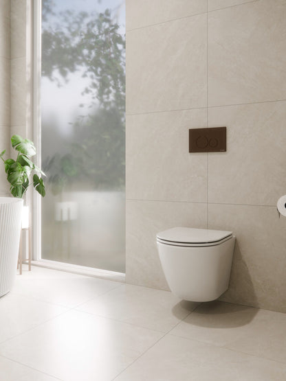 CODE FLOW TYPHOON WALL HUNG TOILET SUITE | BRUSHED BRONZE BUTTON