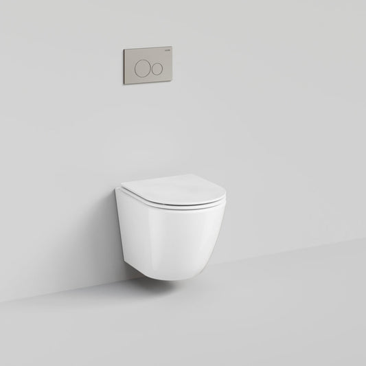 CODE FLOW TYPHOON WALL HUNG TOILET SUITE | BRUSHED NICKEL BUTTON