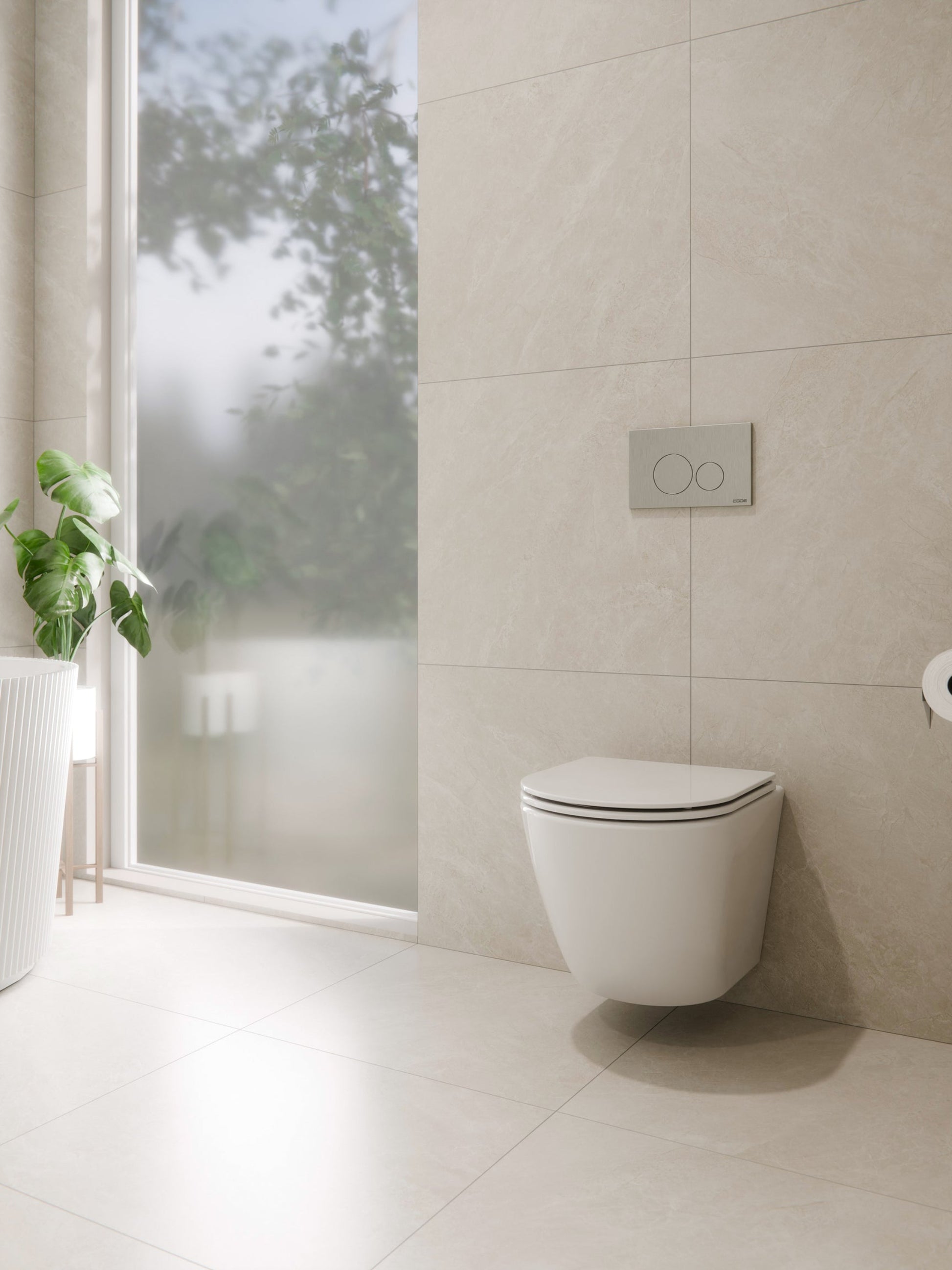 CODE FLOW TYPHOON WALL HUNG TOILET SUITE | BRUSHED NICKEL BUTTON