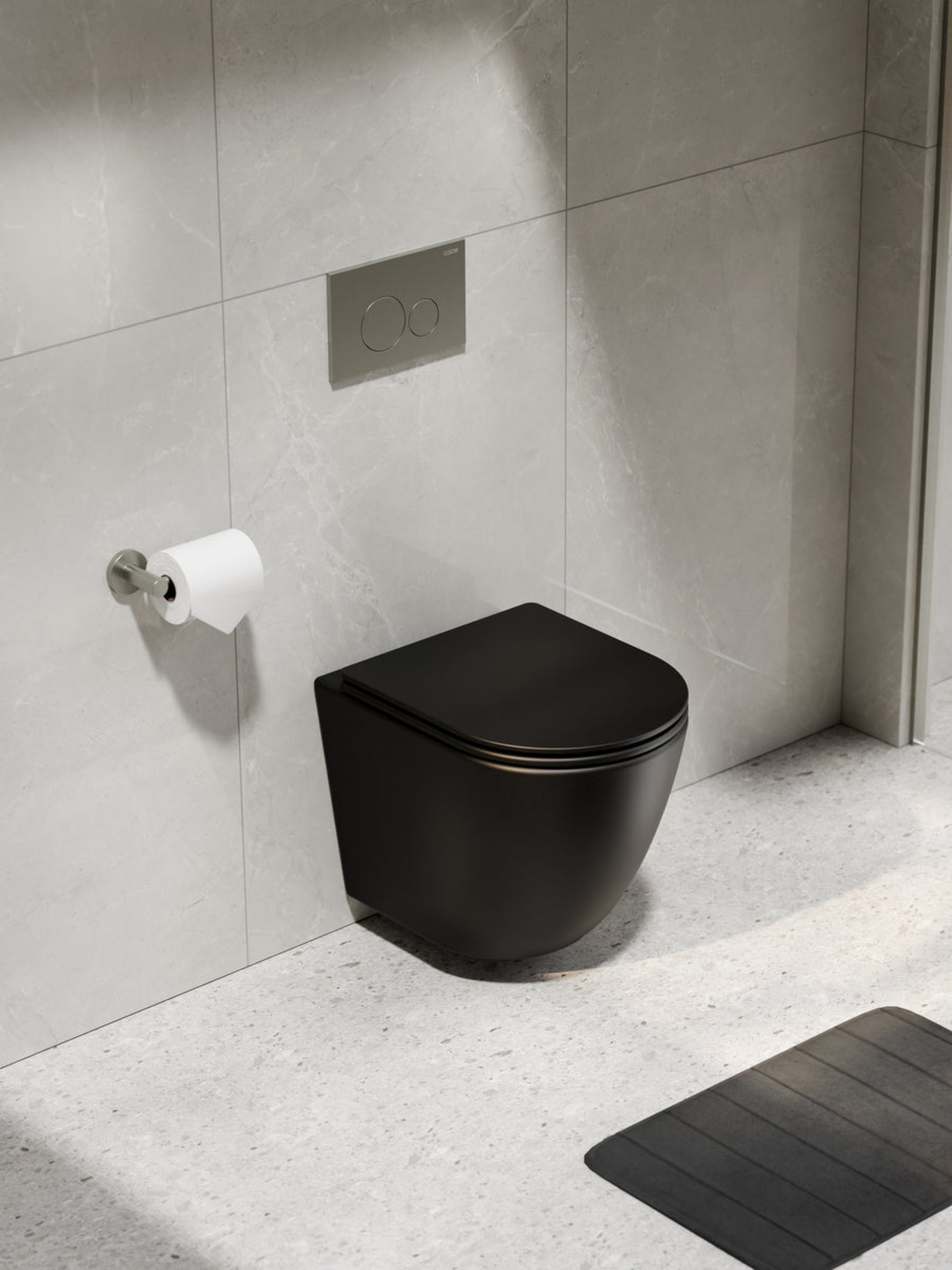 CODE FLOW TYPHOON WALL HUNG TOILET SUITE | BRUSHED NICKEL BUTTON