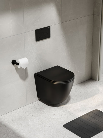 CODE FLOW TYPHOON WALL HUNG TOILET SUITE | MATTE BLACK BUTTON