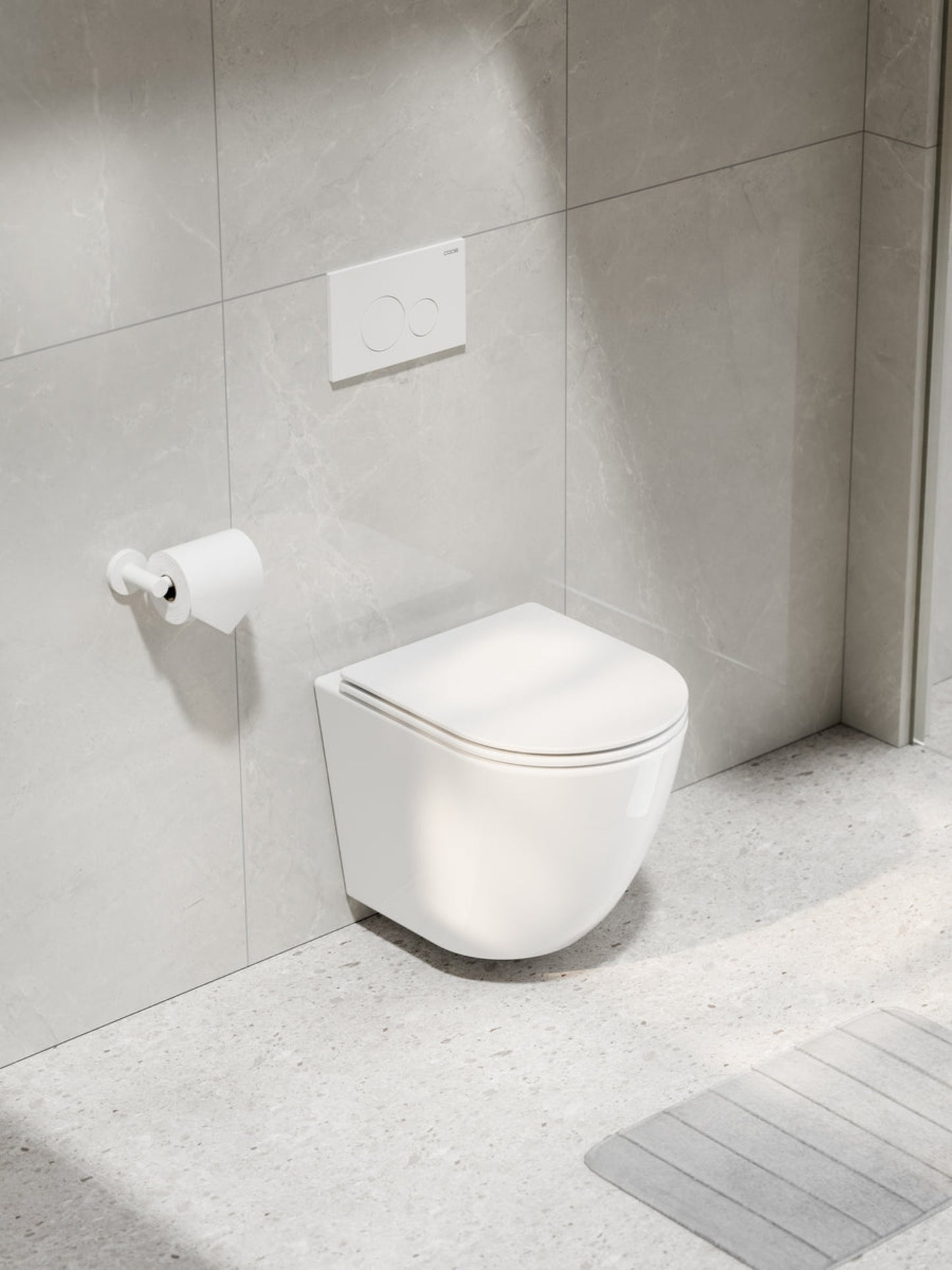 CODE FLOW TYPHOON WALL HUNG TOILET SUITE | MATTE WHITE BUTTON
