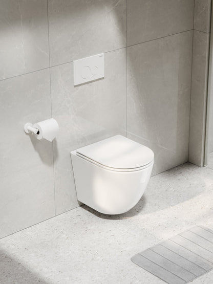 CODE FLOW TYPHOON WALL HUNG TOILET SUITE | MATTE WHITE BUTTON