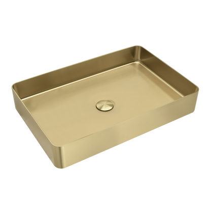 RECTANGLE BRUSHED BRASS STAINLESS STEEL BATHROOM BASIN