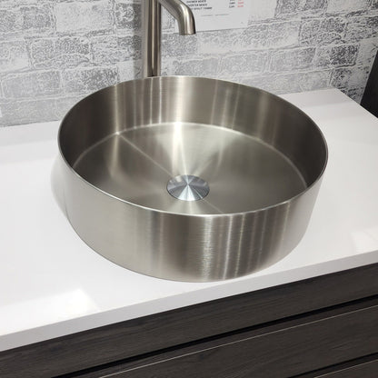 ROUND BRUSHED STAINLESS STEEL BATHROOM BASIN
