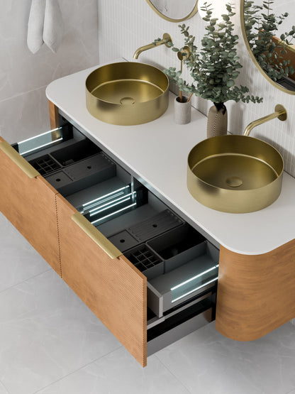 ROUND BRUSHED BRASS STAINLESS STEEL BATHROOM BASIN