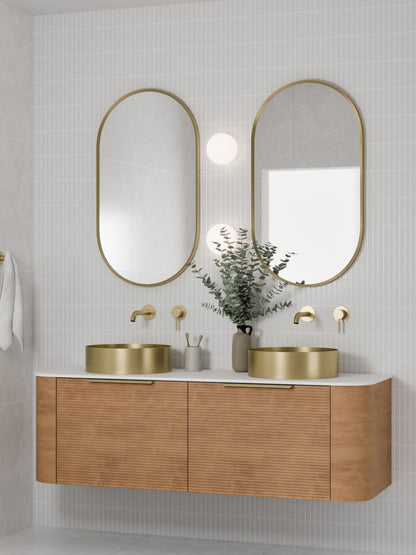 ROUND BRUSHED BRASS STAINLESS STEEL BAHTROOM BASIN