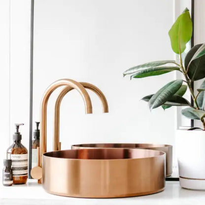 ROUND BRUSHED COPPER STAINLESS STEEL BATHROOM BASIN