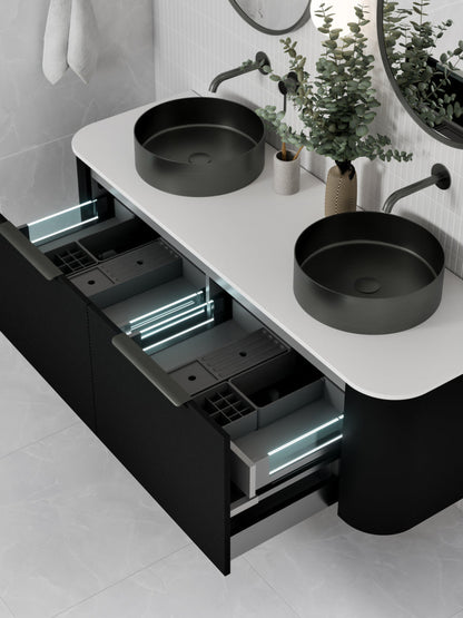 ROUND MATTE BLACK STAINLESS STEEL BATHROOM BASIN