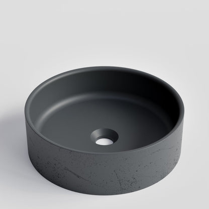 ROUND DARK GREY CONCRETE BATHROOM BASIN