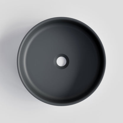 ROUND DARK GREY CONCRETE BATHROOM BASIN