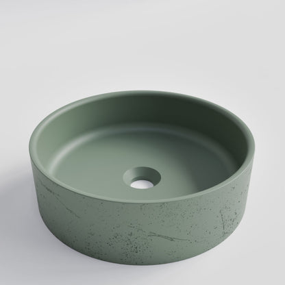 ROUND GREEN CONCRETE BATHROOM BASIN