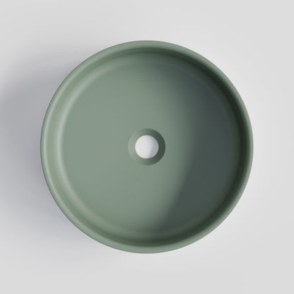ROUND GREEN CONCRETE BATHROOM BASIN