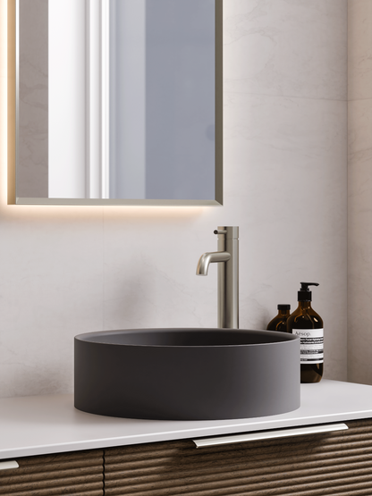 ROUND DARK GREY VILLASTONE BATHROOM BASIN