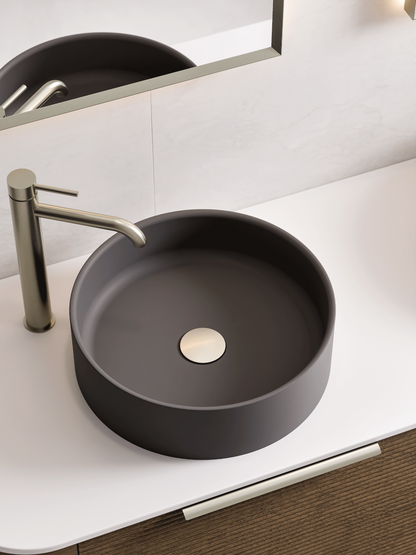 ROUND DARK GREY VILLASTONE BATHROOM BASIN