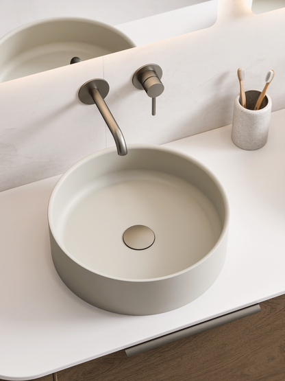 ROUND LIGHT GREY VILLASTONE BATHROOM BASIN