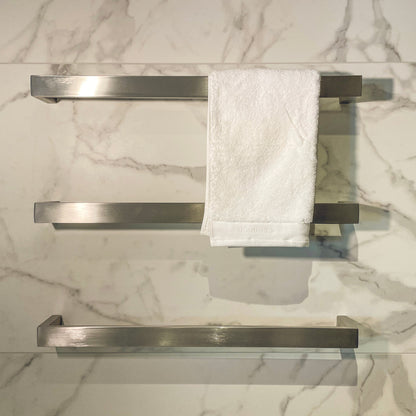 SINGLE BAR HEATED TOWEL RAIL 620 BRUSHED STAINLESS