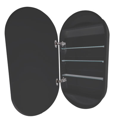 CODE NEO OVAL ROUND MIRROR CABINET 500 X 950 BLACK