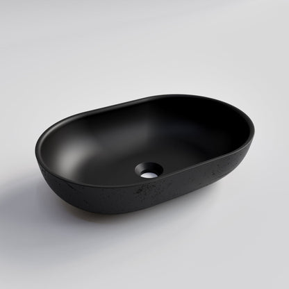 OVAL BLACK CONCRETE BATHROOM BASIN