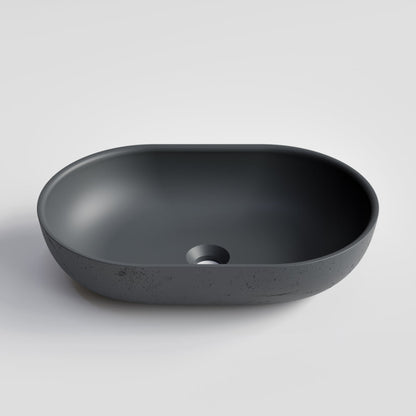OVAL DARK GREY CONCRETE BATHROOM BASIN