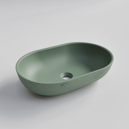 OVAL GREEN CONCRETE BATHROOM BASIN