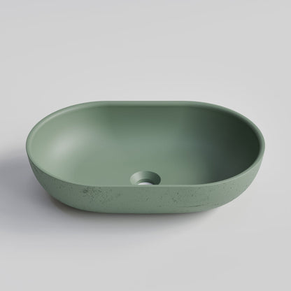 OVAL GREEN CONCRETE BATHROOM BASIN