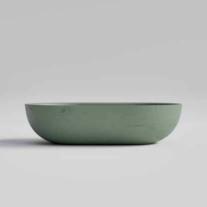 OVAL GREEN CONCRETE BATHROOM BASIN