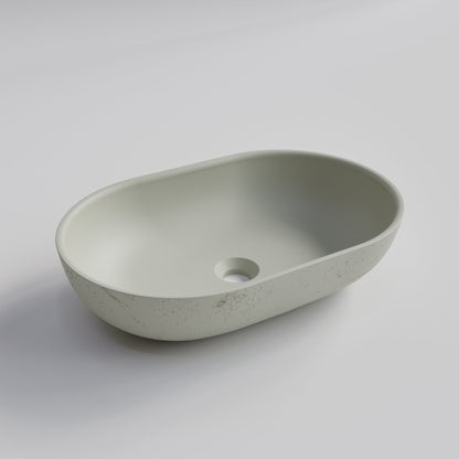 OVAL LIGHT GREY CONCERETE BATHROOM BASIN
