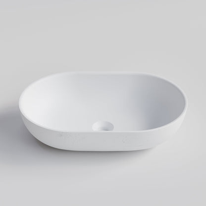 OVAL WHITE CONCRETE BATHROOM BASIN