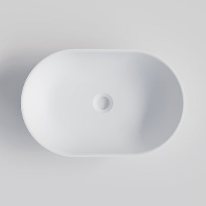 OVAL WHITE CONCRETE BATHROOM BASIN