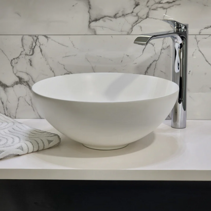 ROUND MATT WHITE CERAMIC BATHROOM BASIN