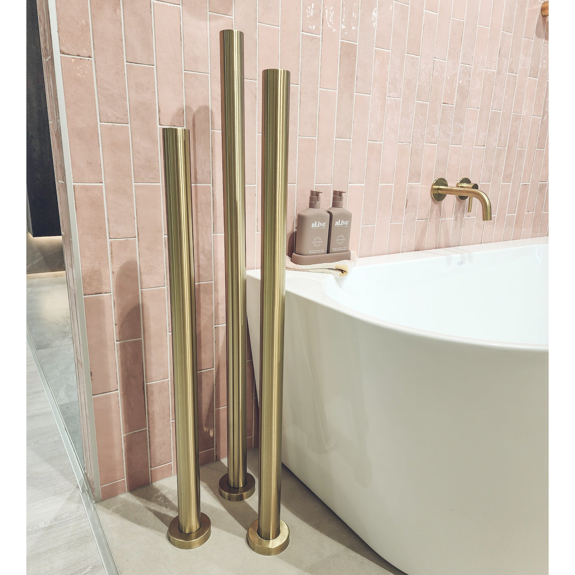 CODE PURE FREESTANDING HEATED TOWEL RAIL BRUSHED BRASS