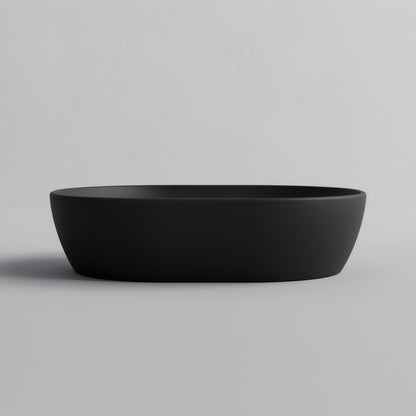 OVAL DARK GREY CERAMIC VESSEL BATHROOM BASIN
