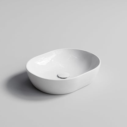 OVAL GLOSS WHITE CERAMIC VESSEL BATHROOM BASIN