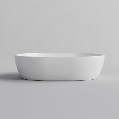 OVAL GLOSS WHITE CERAMIC VESSEL BATHROOM BASIN