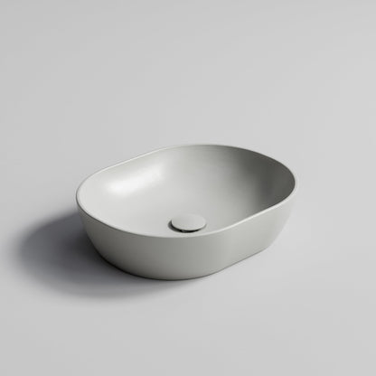 OVAL LIGHT GREY CERAMIC VESSEL BATHROOM BASIN