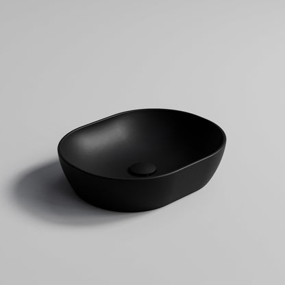 OVAL MATTE BLACK CERAMIC VESSEL BATHROOM BASIN