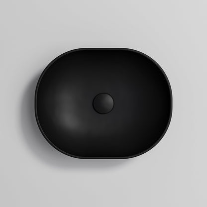 OVAL MATTE BLACK CERAMIC VESSEL BATHROOM BASIN