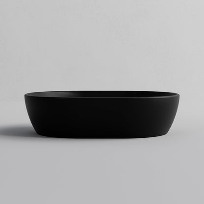 OVAL MATT BLACK CERAMIC VESSEL BATHROOM BASIN