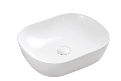 OVAL MATTE WHITE CERAMIC VESSEL BATHROOM BASIN