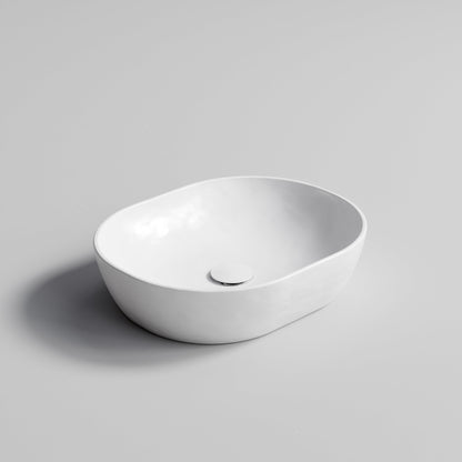 OVAL MATTE WHITE CERAMIC VESSEL BATHROOM BASIN