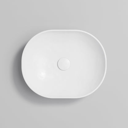 OVAL MATTE WHITE CERAMIC VESSEL BATHROOM BASIN