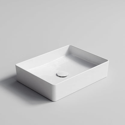 RECTANGLE GLOSS WHITE CERAMIC VESSEL BATHROOM BASIN
