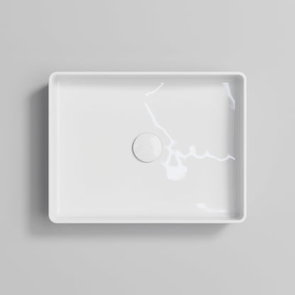 RECTANGLE GLOSS WHITE CERAMIC VESSEL BATHROOM BASIN