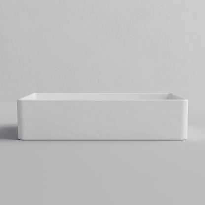 RECTANGLE GLOSS WHITE CERAMIC VESSEL BATHROOM BASIN