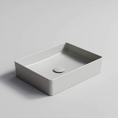 RECTANGLE LIGHT GREY CERAMIC VESSEL BATHROOM BASIN