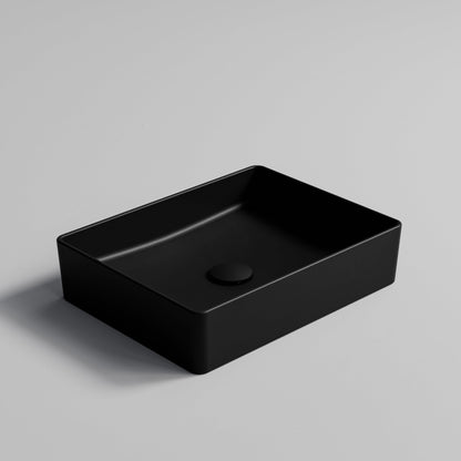 RECTANGLE MATTE BLACK CERAMIC VESSEL BATHROOM BASIN