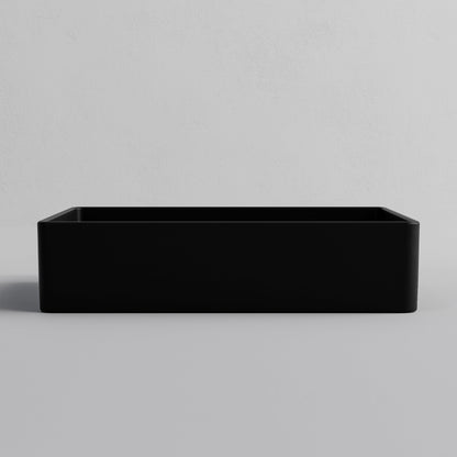 RECTANGLE MATT BLACK CERAMIC VESSEL BATHROOM BASIN