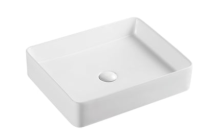 RECTANGLE MATT WHITE CERAMIC VESSEL BATHROOM BASIN