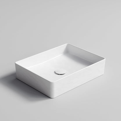 RECTANGLE MATT WHITE CERAMIC VESSEL BATHROOM BASIN